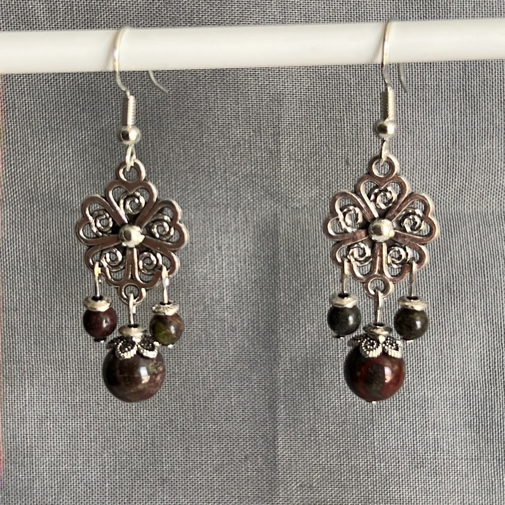 21143 Dragon Blood Jasper Earrings